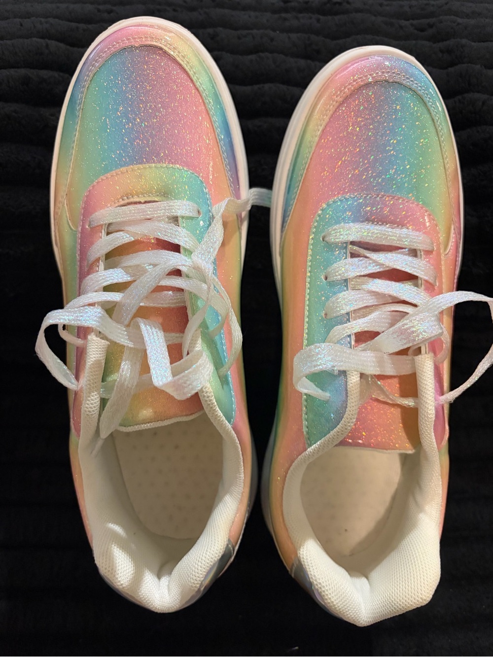 Iridescent Pastel Rainbow Glitter Sneakers Size 10 ( 9.5 )
